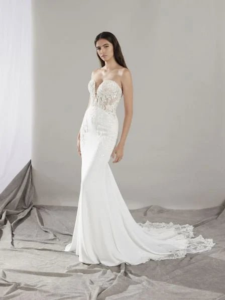 Pronovias BALE Mermaid wedding dress with a sweetheart neckline in crepe