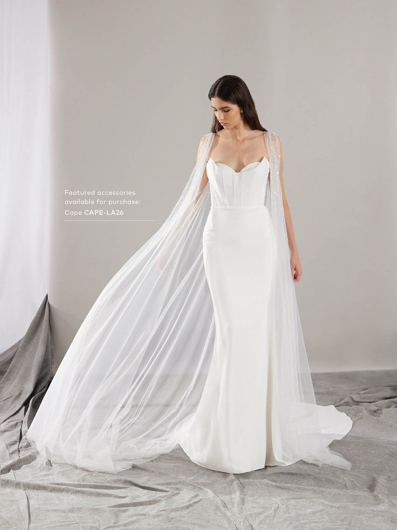 Mermaid wedding dress in crepe with a sweetheart neckline