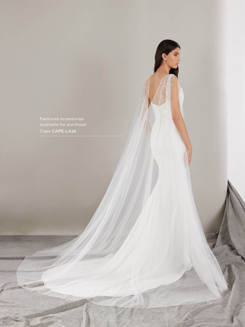 Mermaid wedding dress in crepe with a sweetheart neckline