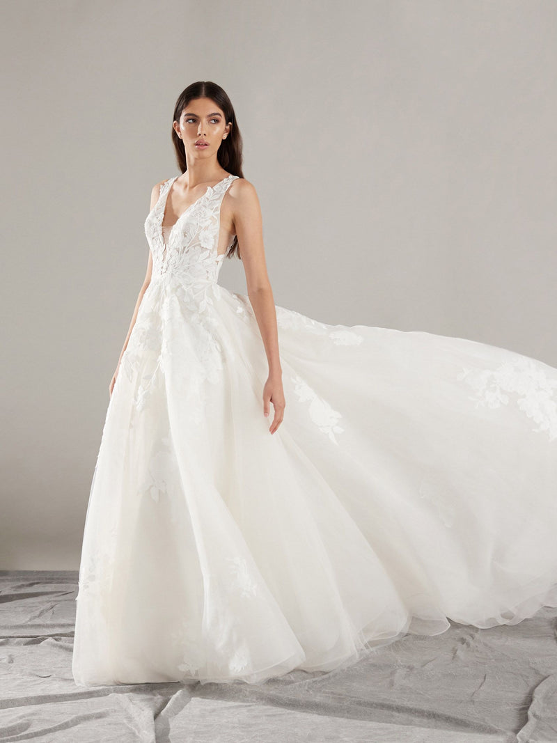 Pronovias WEST A-line wedding dress with a V-neckline&nbsp;